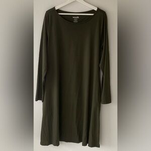 Wool& Rowena long sleeve swing dress XL Long Forest Night(Dark Green)